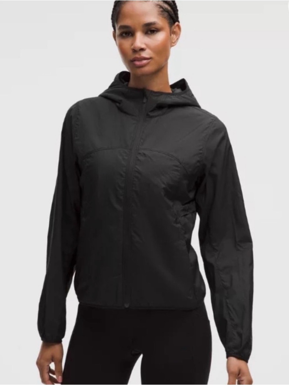 lululemon athletica Black Hooded light weight Jacket SZ XS